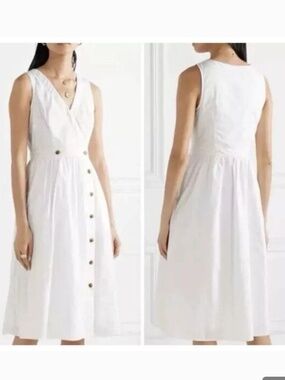 Jcrew white cotton sleeveless button up dress 00